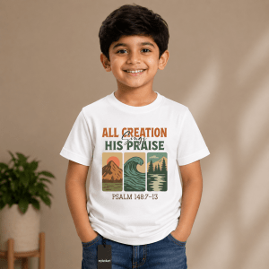 All Creation Sings His Praise | Psalm 148:7-13 | Christian Kids T-Shirt
