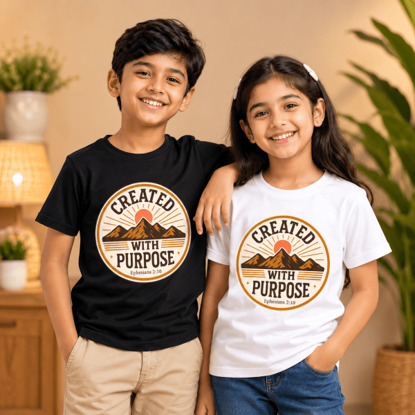 Created With Purpose | Ephesians 2:10 | Christian Kids T-Shirt