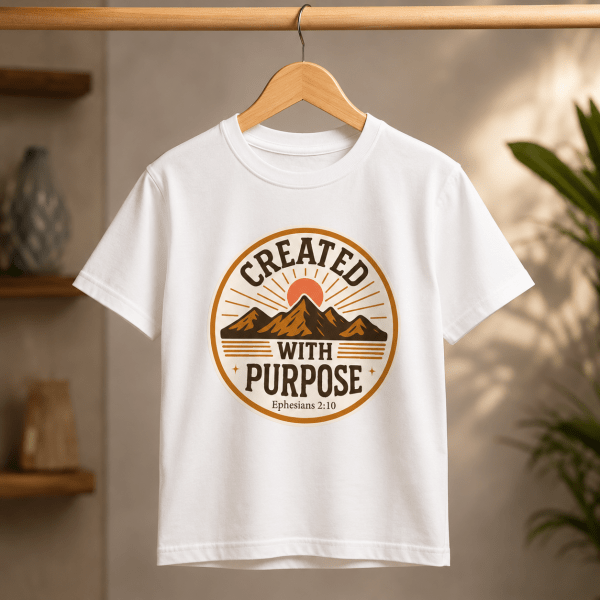 Created With Purpose | Ephesians 2:10 | Christian Kids T-Shirt