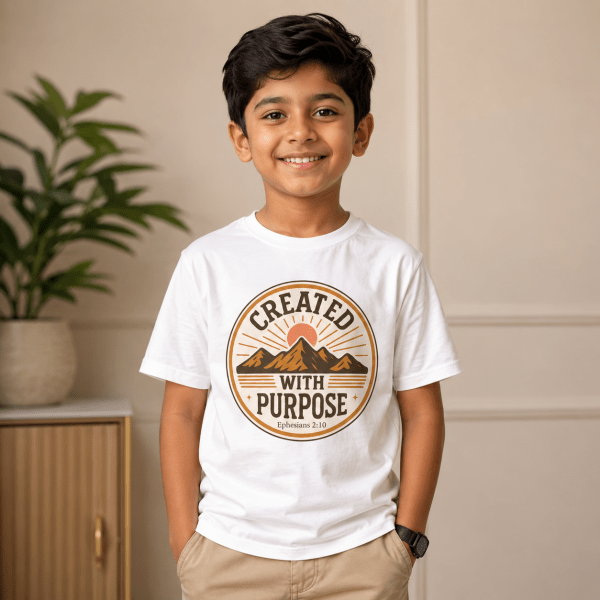 Created With Purpose | Ephesians 2:10 | Christian Kids T-Shirt