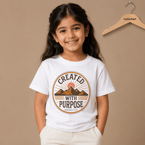 Created With Purpose | Ephesians 2:10 | Christian Kids T-Shirt