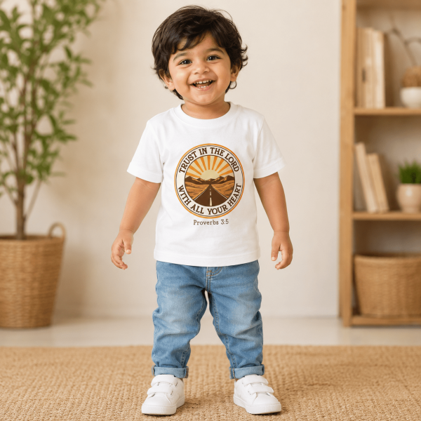 KST-E0005 - Trust in the Lord - Mockup 3 Trust in the Lord | Proverbs 3:5 | Christian Kids T-Shirt