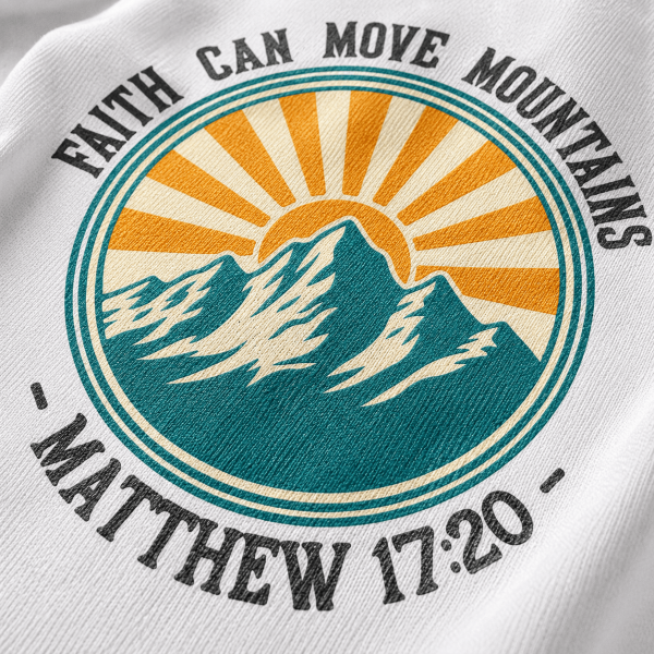 Faith Can Move Mountains | Matthew 17:20 | Christian Kids T-Shirt