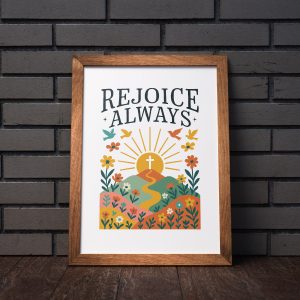 WD-RE0002 - Mockup 1 Rejoice Always | Christian Wall Decor