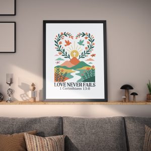 WD-RE0003 - Mockup 1 Love Never Fails | Christian Wall Decor