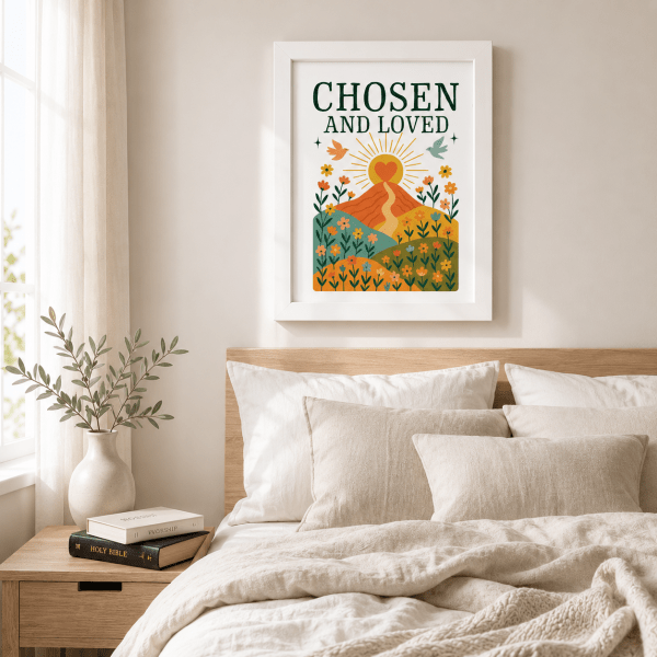 WD-RE0004 - Mockup 5 Chosen and Loved | Christian Wall Decor