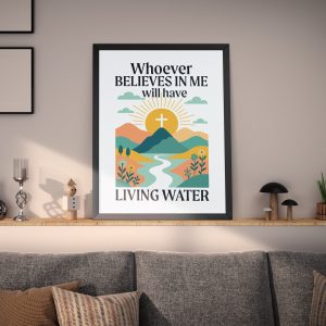 WD-RE0005 - Mockup 1 Living Water | Christian Wall Decor