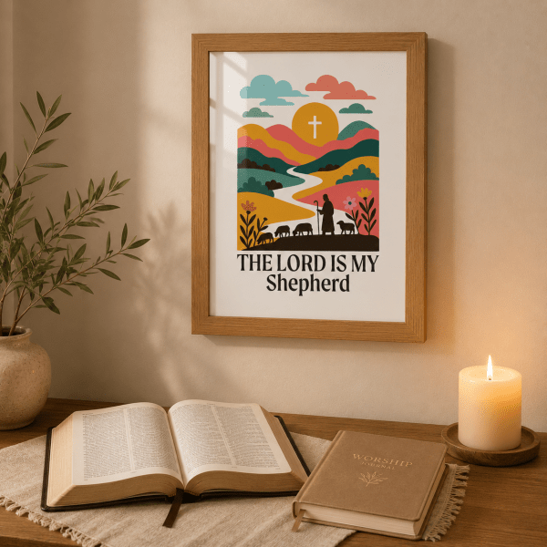 WD-RE0009 - Mockup 4 The Lord Is My Shepherd | Christian Wall Decor