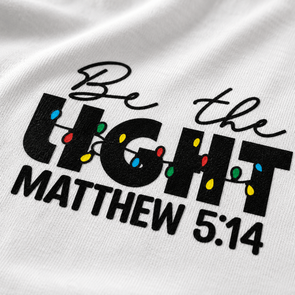 KST-E0016 - Mockup 4 Be the Light | Matthew 5:14 | Christian Kids T-Shirt