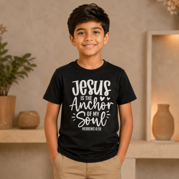KST-E0017 - Jesus is the anchor - Mockup 7 Jesus Is The Anchor Of My Soul | Christian Kids T-Shirt