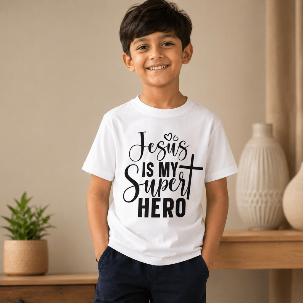 Jesus Is My Super Hero | Christian Kids T-Shirt