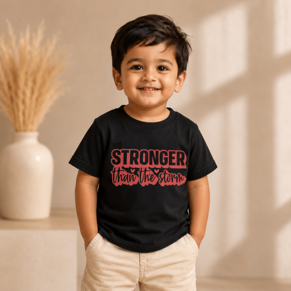 KST-E0022 - Stronger than the storm - Mockup 2 Stronger Than The Storm | Christian Kids T-Shirt