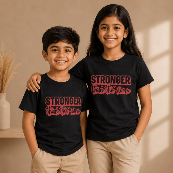 KST-E0022 - Stronger than the storm - Mockup 6 Stronger Than The Storm | Christian Kids T-Shirt