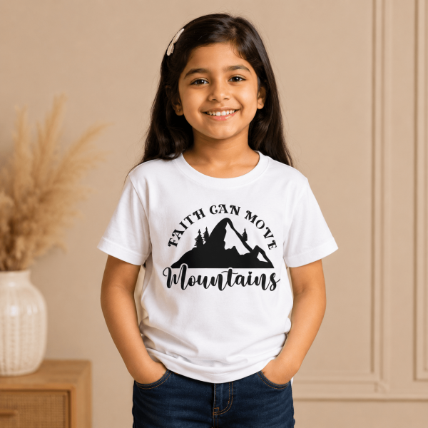 KST-E0026 - Faith can move - Mockup 2 Faith Can Move Mountains | Christian Kids T-Shirt