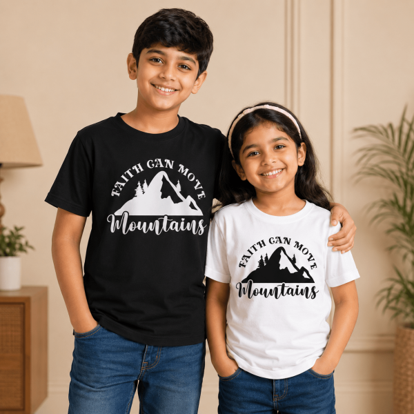 KST-E0026 - Faith can move - Mockup 3 Faith Can Move Mountains | Christian Kids T-Shirt