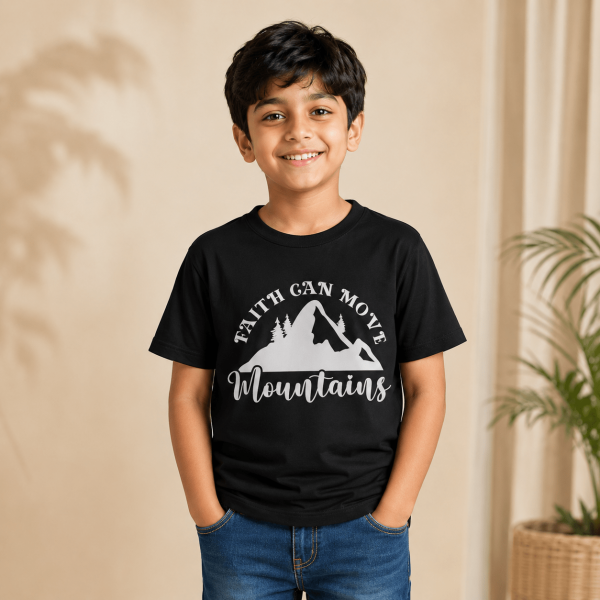 KST-E0026 - Faith can move - Mockup 5 Faith Can Move Mountains | Christian Kids T-Shirt