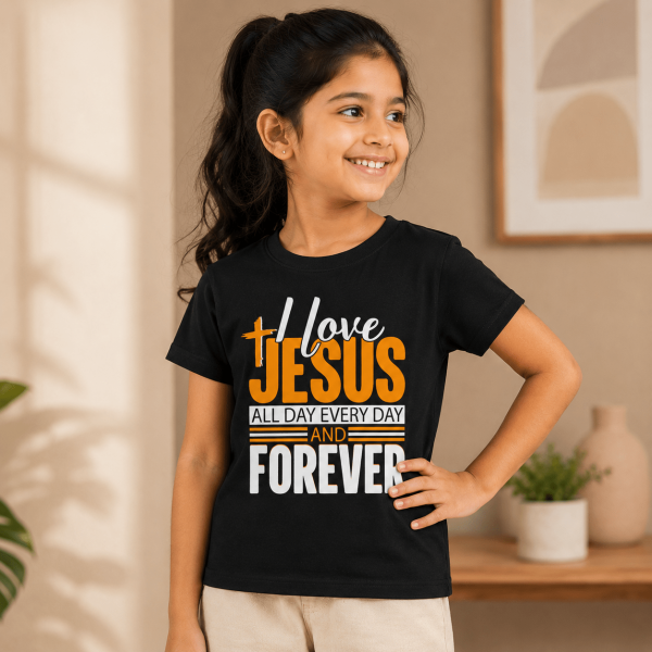 KST-E0035 - I love Jesus all day - Mockup 2 I Love Jesus All Day | Christian Kids T-Shirt