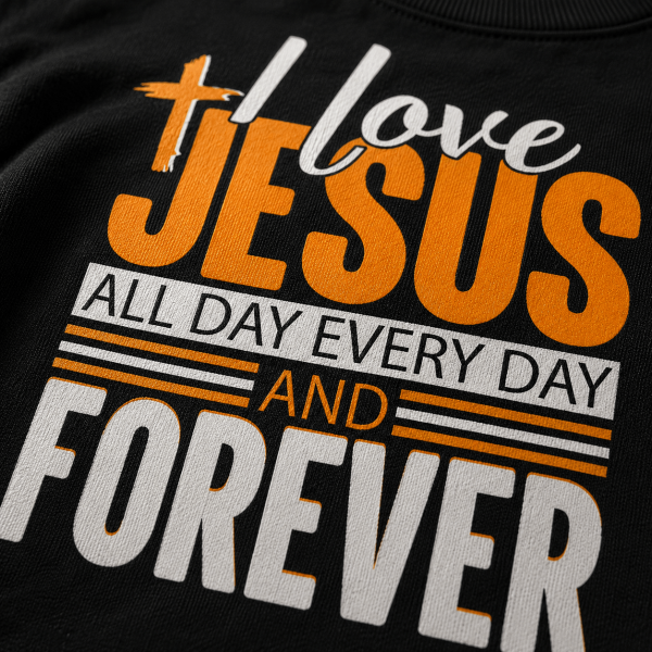 KST-E0035 - I love Jesus all day - Mockup 5 I Love Jesus All Day | Christian Kids T-Shirt