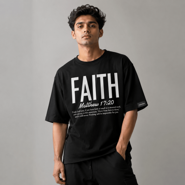 OST0003 - Faith - Mockup 4 Faith | Matthew 17:20 | Oversized T-Shirt