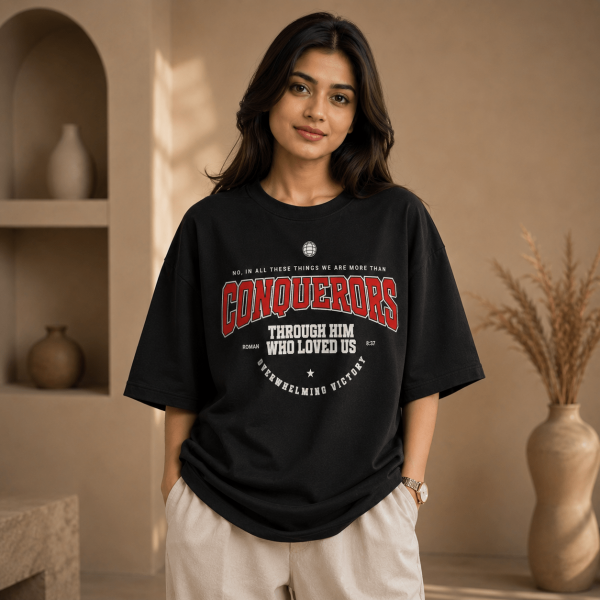 OST0013 - Mockup 5 Conquerors | Romans 8:37 | Oversized T-Shirt