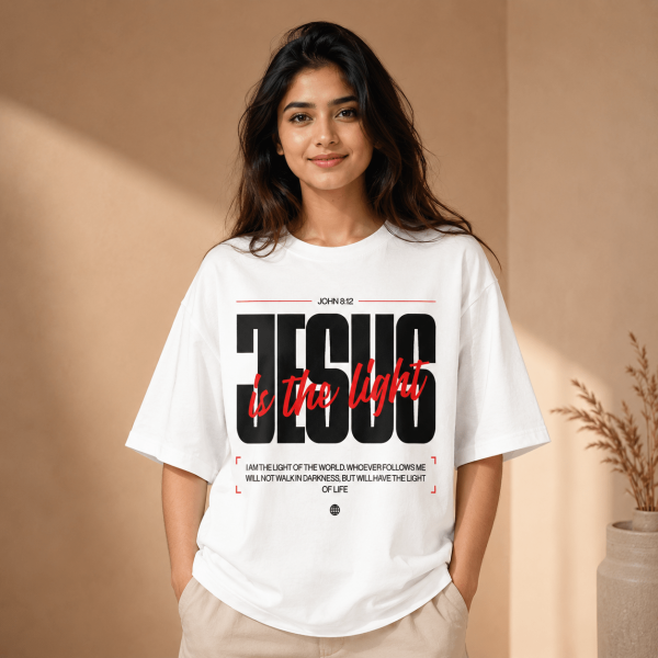 OST0014 - Mockup 2 Jesus Is The Light John 8:12 | Oversized T-Shirt