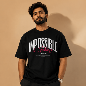 OST0020 - Mockup 1 Impossible is nothing | Luke 1:37 | Oversized T-Shirt
