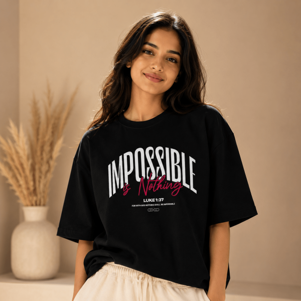 OST0020 - Mockup 2 Impossible is nothing | Luke 1:37 | Oversized T-Shirt