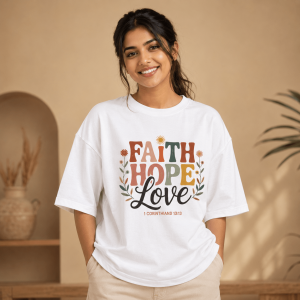 OST0027 - Mockup 1 Faith Hope Love | Oversized T-Shirt