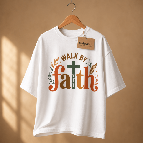 OST0030 - Mockup 4 Walk By Faith | Oversized T-Shirt