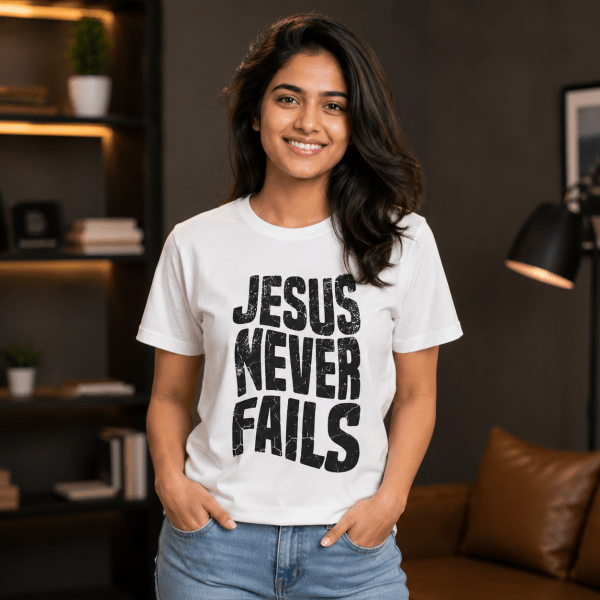RST-E0028 - Mockup 1 Jesus Never Fails | Regular Fit