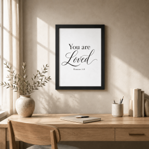WD-RE0012 - Mockup 1 You Are Loved | Romans 5:8 | Wall Decor