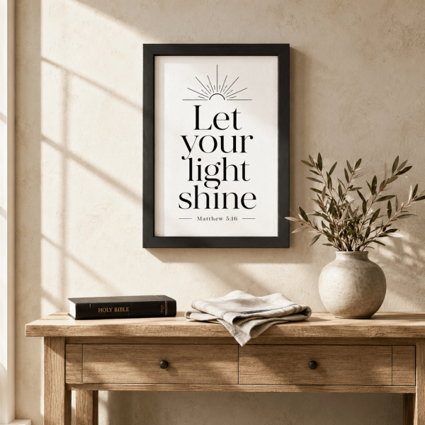 WD-VE0017 - Mockup 3 Let Your Light Shine | Matthew 5:16 | Wall Decor