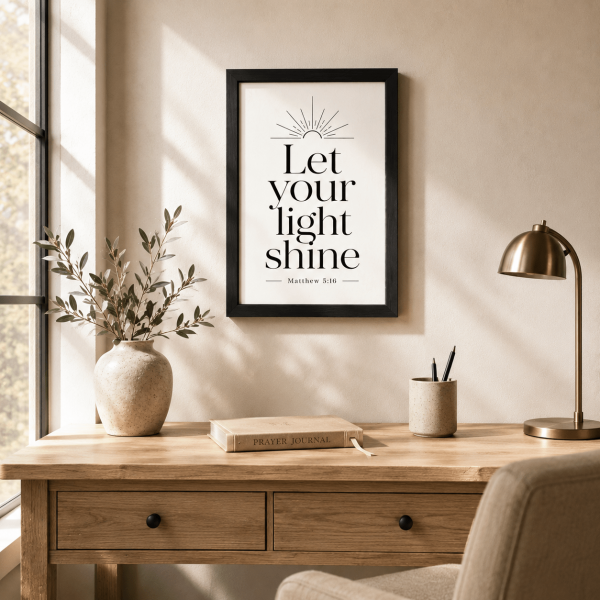 WD-VE0017 - Mockup 4 Let Your Light Shine | Matthew 5:16 | Wall Decor