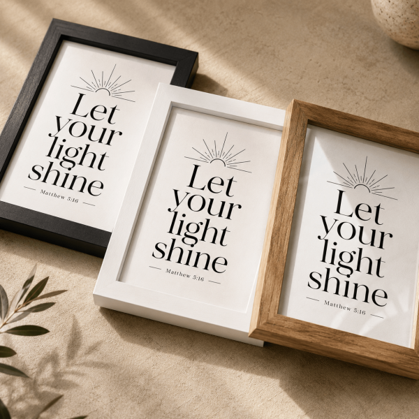 WD-VE0017 - Mockup 5 Let Your Light Shine | Matthew 5:16 | Wall Decor