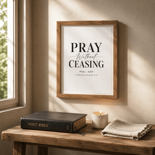 WD-VE0018 - Mockup 1 Pray Without Ceasing | 1 Thessalonians 5:17 | Wall Decor