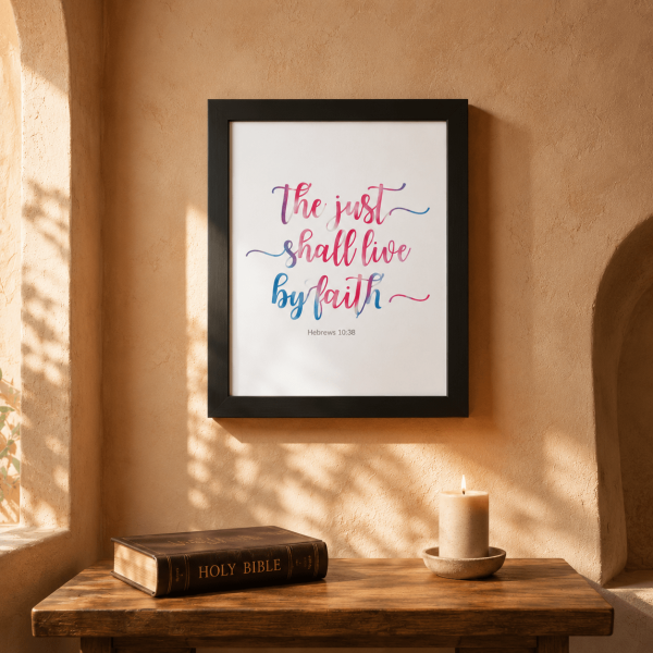 The Just Shall Live By Faith | Hebrews 10:38 | Wall Decor