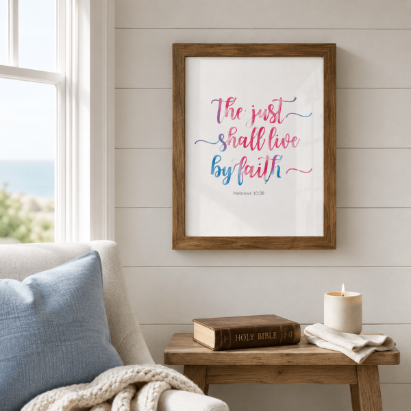 The Just Shall Live By Faith | Hebrews 10:38 | Wall Decor