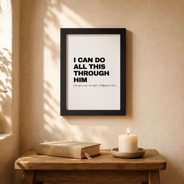 WD-VE0029 - Mockup 1 I Can Do All Things Through Him | Philippians 4:13 | Wall Decor